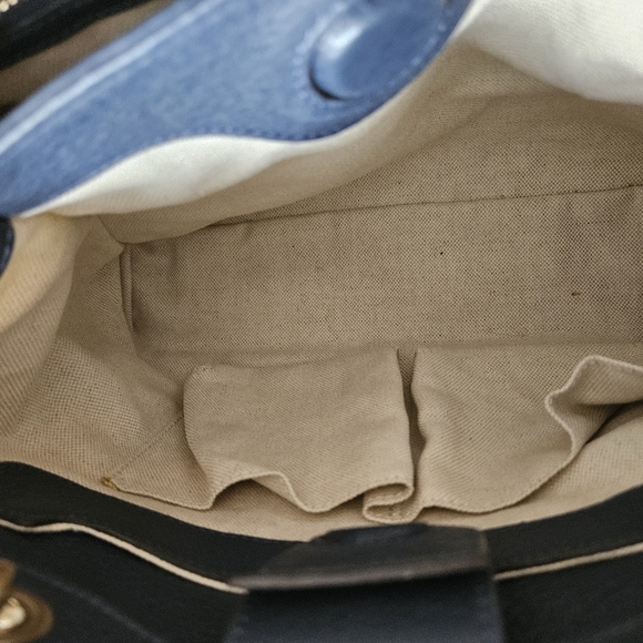 GUCCI 2 Way Bamboo Leather Small Shopper Navy 336032 - Picture 15 of 17